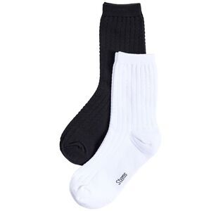 Stems 2Pk Waffle Knit Socks, White